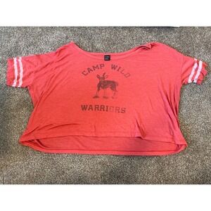 VINTAGE Nollie Coral Graphic Tee Shirt Deer Camp Wild Warriors Striped Sleeve M